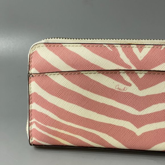 Coach Bags Coach F5253 Peyton Zebra Print Accordion Zip Wallet